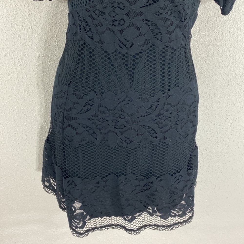 Free People Be Your Baby Black Lace Babydoll Mini Dress Small S RR12 - Picture 10 of 16